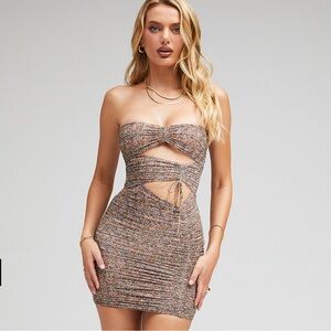 Mistress Rocks Beauty Ditsy Floral Mesh Strapless Mini Dress